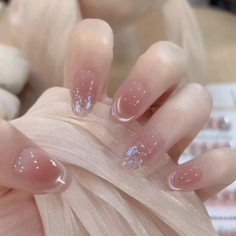 [Aurora Love] Fingertip Smiling Cat Eyes Daily Whitening Wearable Nails Casual and Easiest for Match Manicure
