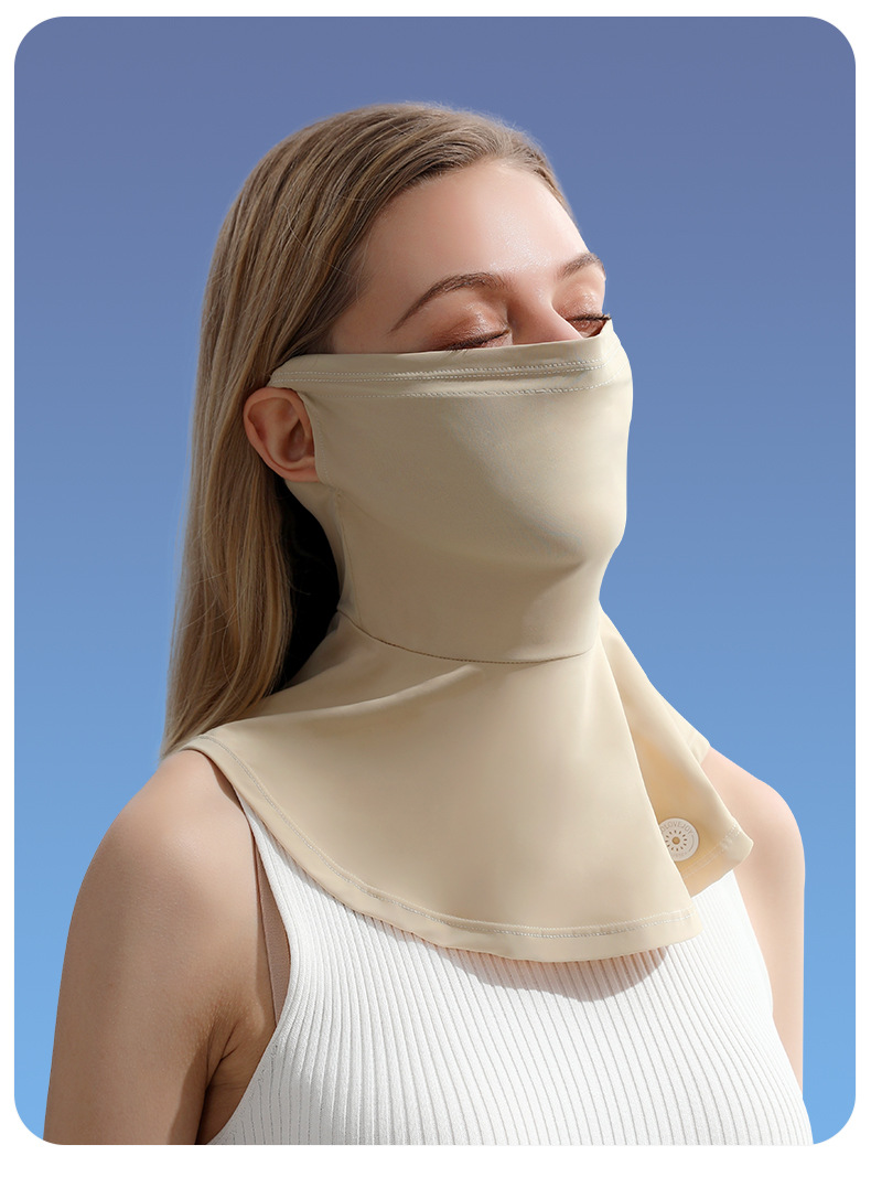 Ice Silk Sunscreen Mask for Women's Summer Outdoor Cycling Sunshade, UV Protection, Breathable Neck Protection Headband_voghion.com