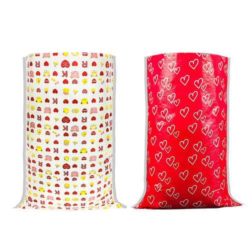 Printing and Laminating Waterproof Woven Bag for Home Textiles, Toys, Express Packaging, Red Heart Cartoon Gift Packaging, Snakeskin Bag