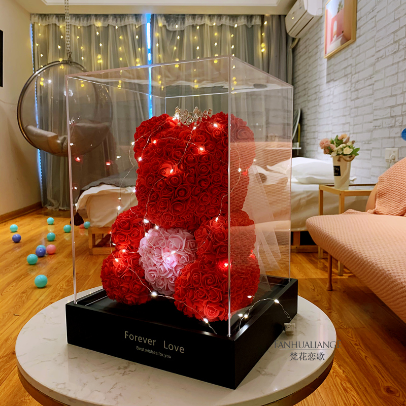 Unicornio flor inmortal rosa ramo caja de regalo de regalo para el día de San Valentín para la novia esposa y amiga