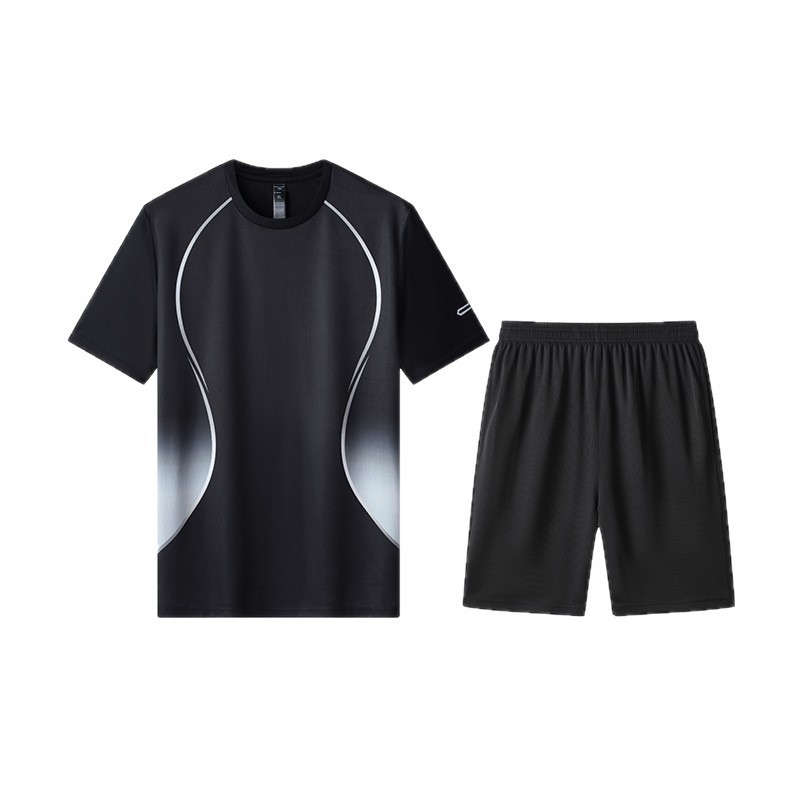 跑步服套装定制夏季速干短袖套装可印logo户外健身服运动两件套男|undefined