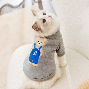23 years new cat clothes cute bear round neck two legs sweater blue cat kitten pet dog cat clothing