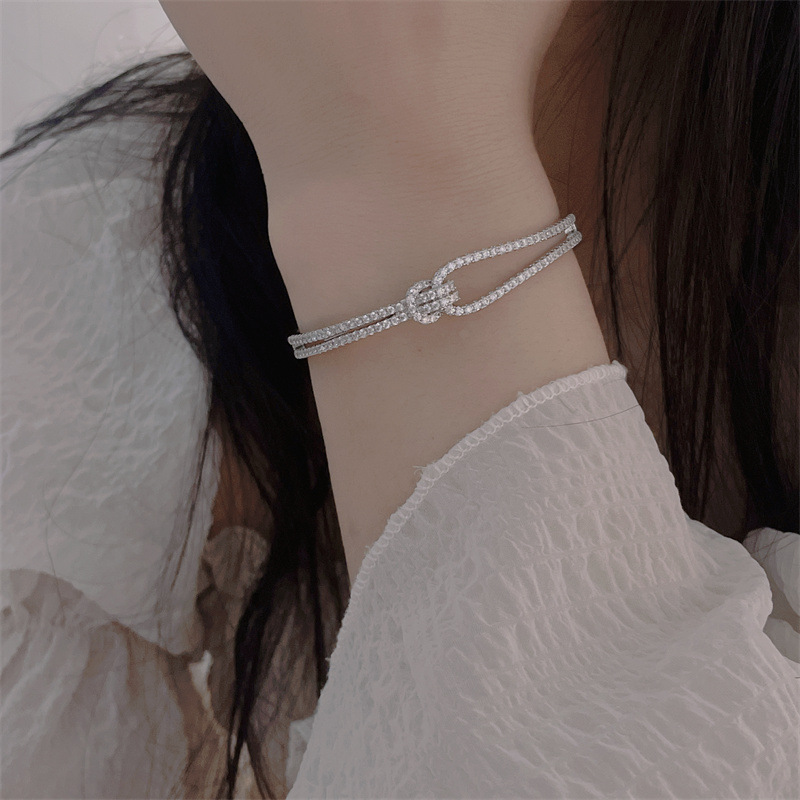 Fashionable Open-Cuff Full-Diamond Bracelet Image 8