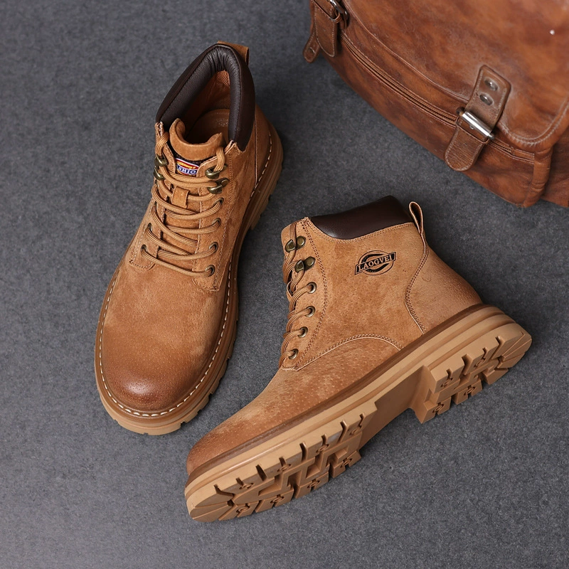 2024 весенне-осенние одиночные ботинки. Модный корейский стиль, модный стиль, самый простой для сочетания. Высокие ретро ботинки Мартин в британском стиле. Легкая повседневная обувь для мужчин.