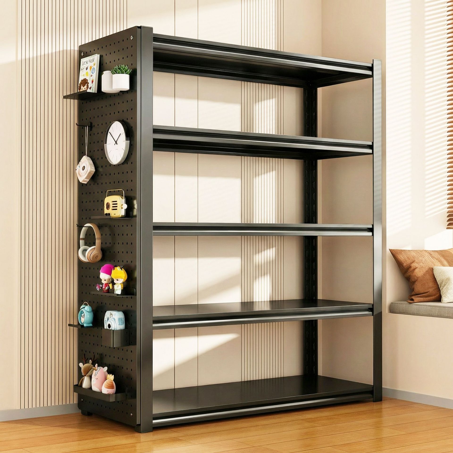 Estante de libros de acero estante de almacenamiento de hierro forjado contra la pared estante de almacenamiento integrado estante de almacenamiento de balcón doméstico estante de almacenamiento de piso multicapa