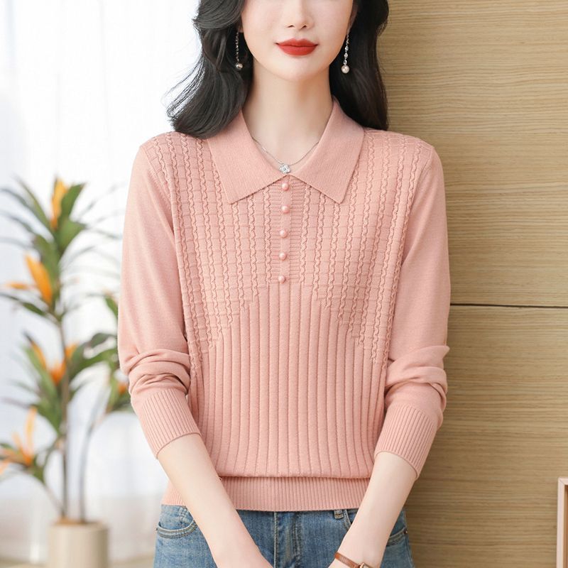 2025 Doll Collar Versatile Sweater Autumn and Winter New Style Knitted Long-Sleeved Bottoming Shirt for Women Fashionable Top