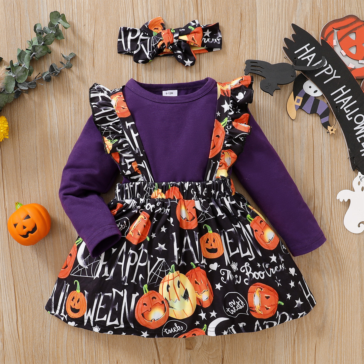 Fashion Pumpkin Printing Cotton Girls Clothing Sets display picture 2