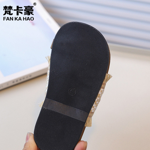 Vanka Hao Ethnic Style Fisherman's Slip-On Sandals 2025 Summer Girls Fashion Woven Outerwear Slippers