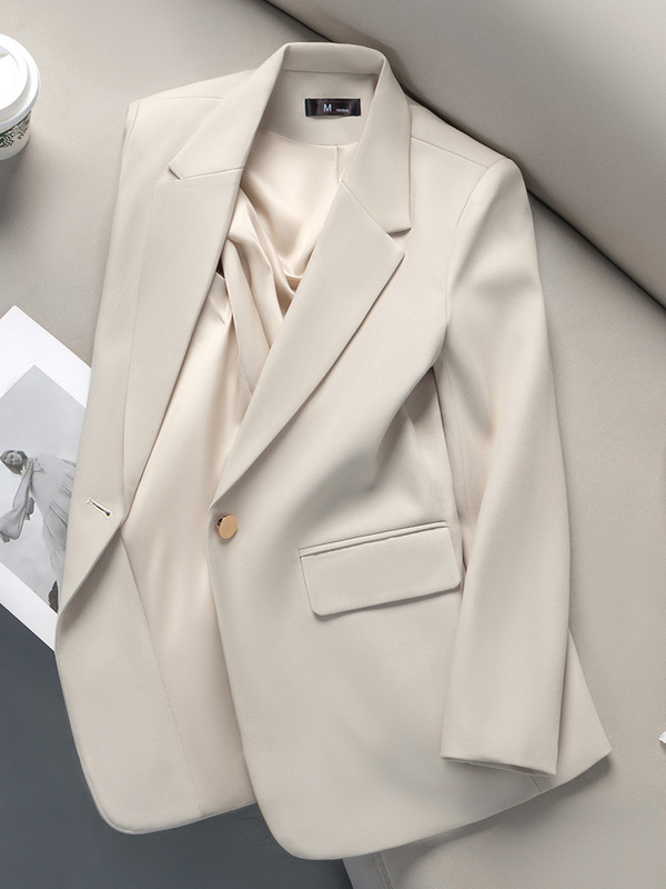 Gaomi Di Women's Blazer Spring 2025 New Slim-Fit Casual High-End Style Petite Off-White Elegant Suit