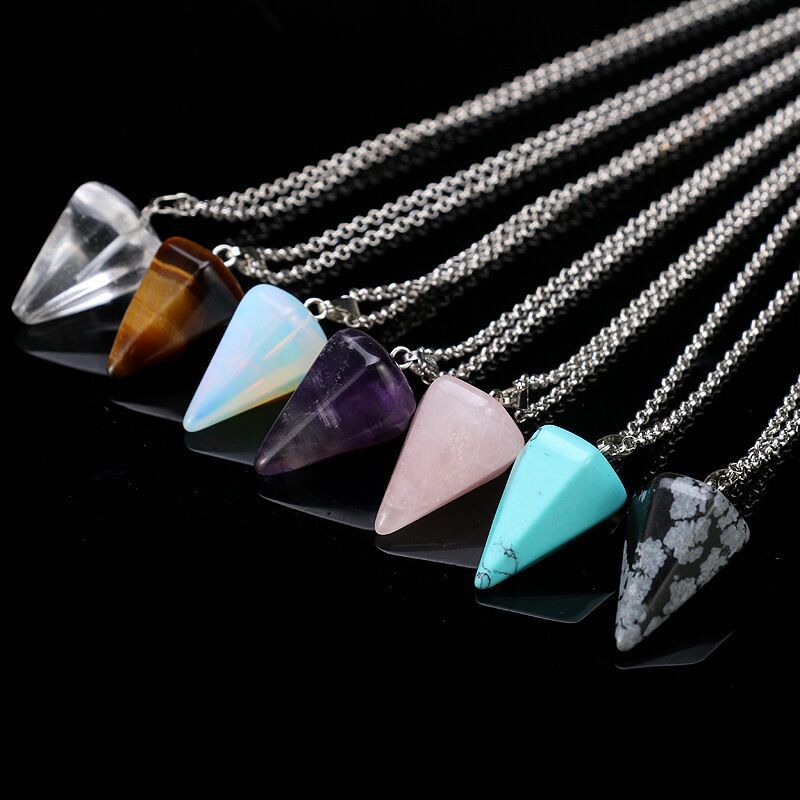 Fashion Hexagonal Cone Natural Stone Pendant Necklace 1 Piece display picture 2