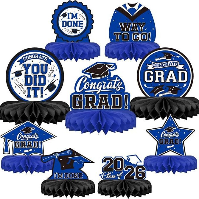 Graduation Black and Gold Honeycomb Decorations 2026 Graduation Season Celebration Ceremony Party Decoration Party Honeycomb Table Centerpiece Paper Honeycomb