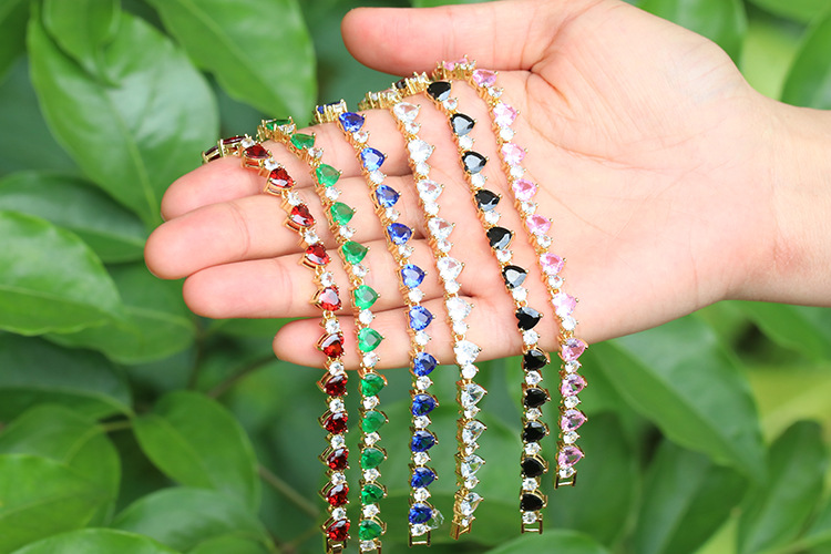 Heart Pattern Sweet Heart Copper Plating Zircon Bracelets