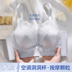 サテンの光沢の大きい胸は小さい花びらの通気性の杯の下着の女性のマッサージの粒の中のカップが集まって快適な文のブラジャーを現します。