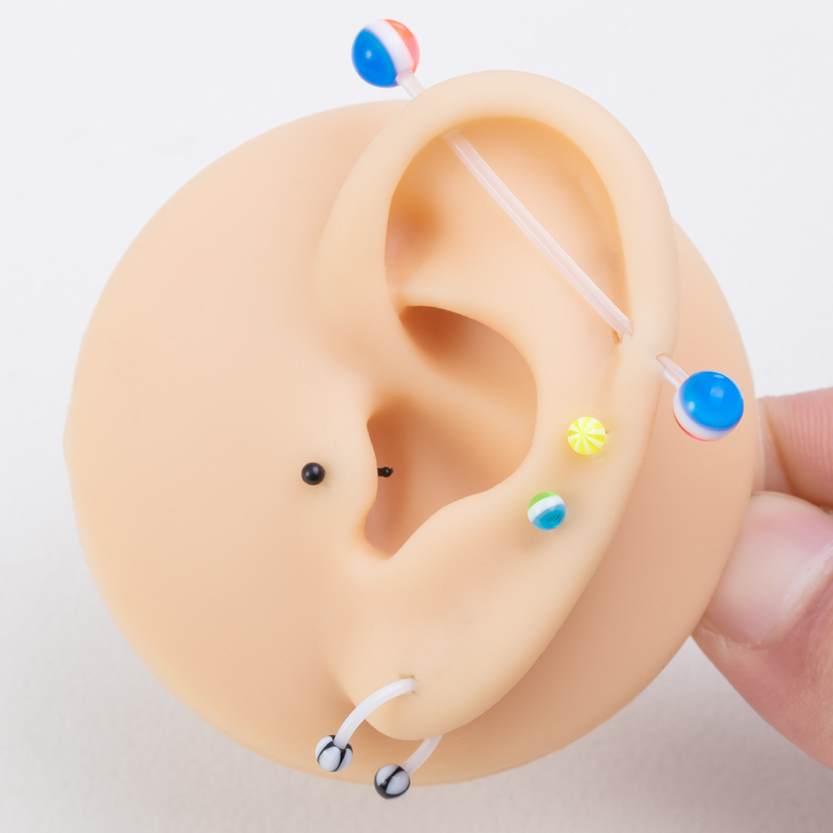 Fashion Round Stainless Steel Arylic Plating Nose studs 16 Pieces