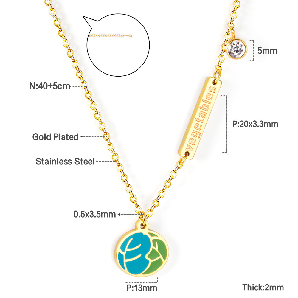 Pastoral Pumpkin Car Watermelon Stainless Steel Chain Pendant Necklace