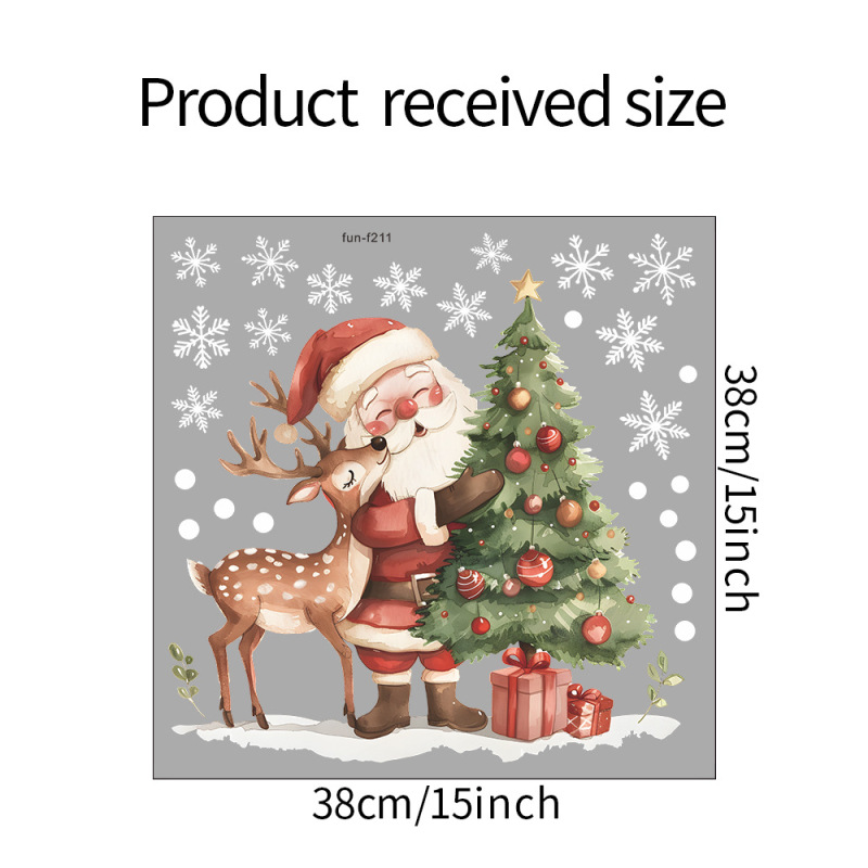 Fun-f211クリスマス装飾サンタクロースヘラジカガラスドア窓美化窓ステッカー卸売uv静電気|undefined