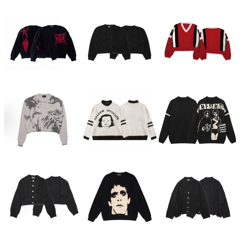 In-stock for autumn and winter ERD, distressed knitted cardigan sweater with a print of a melancholic wealthy young man in American street style In-stock for autumn and winter ERD, distressed knitted cardigan sweater with a print of a melancholic wealthy young man in American street style