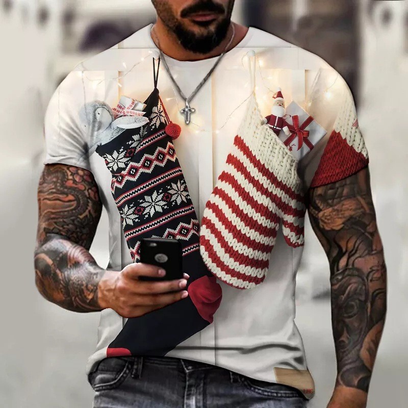 New Cross-Border Amazon Best-Selling 3D Digital Printed Christmas Top Men's Short-Sleeved Round-Neck T-Shirt New Cross-Border Amazon Best-Selling 3D Digital Printed Christmas Top Men's Short-Sleeved Round-Neck T-Shirt