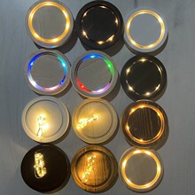 木制品批发黑漆松木木托带灯串灯底座led带灯玻璃罩防尘罩配件