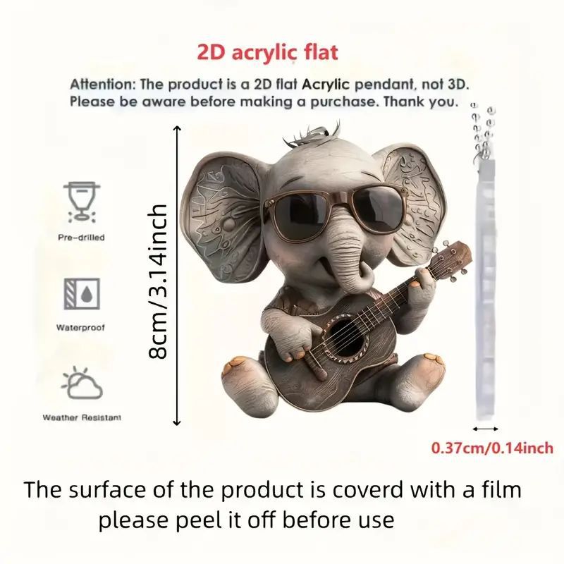 2D nuevo estilo cool elefante regalo de vacaciones colgante plano transfronterizo automóvil espejo retrovisor decoración colgante para el hogar