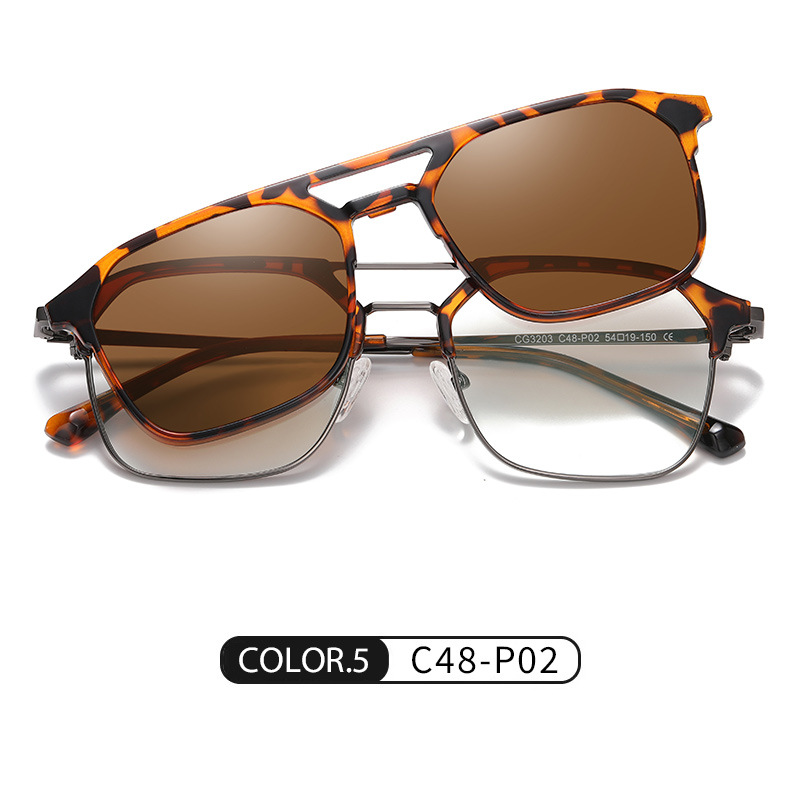 Las nuevas gafas de sol polarizadas magnéticas CG3203 se pueden equipar con gafas anti-luz azul de miopía, gafas de sol de montura cuadrada de doble viga de moda