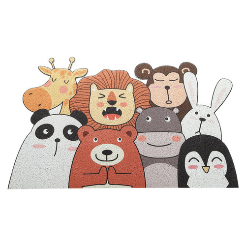 Cartoon wear-resistant dust removal entry door floor mats, household door scraping mud, easy care, animal wire loops, anti-slip floor mats