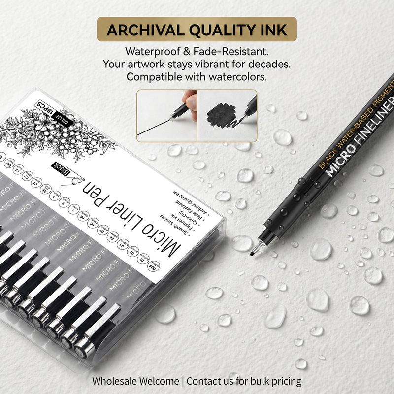 Cross-border art drawing and sketching pen set, including waterproof and quick-drying pens for comic book outlining, available in multiple sizes and with fine-tipped pens for precise lines Cross-border art drawing and sketching pen set, including waterproof and quick-drying pens for comic book outlining, available in multiple sizes and with fine-tipped pens for precise lines