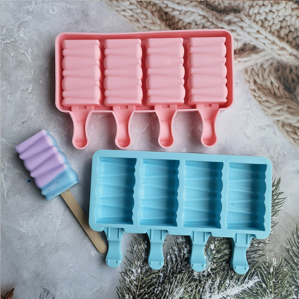 4 bloques de construcción molde de helado molde de helado molde de helado molde de helado molde de silicona blanca