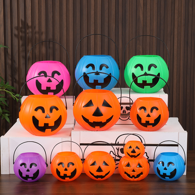 Halloween Pumpkin Lantern Pumpkin Bucket Basket Children's Portable Candy Box Toy Candy Jar Props Manufacturer Wholesale