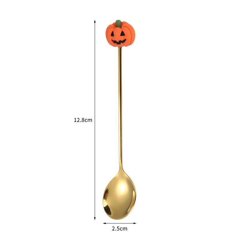 ステンレス鋼ハロウィーン食器セットフォークスプーンクリエイティブ漫画デザートスプーンコーヒー攪拌スプーンフルーツフォークデザートフォーク|undefined