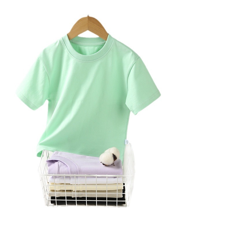 260g Camiseta de algodón pesado para niños hombres y mujeres cuello redondo para niños medio y grande suelta fuera del hombro manga corta Camisa en blanco marca de moda impresa