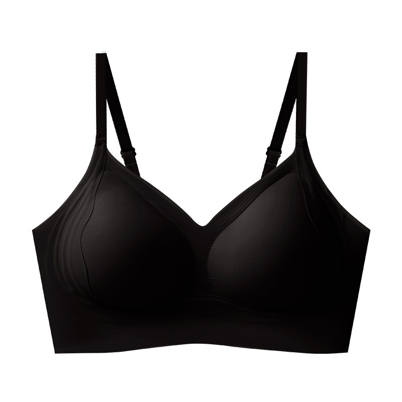 Bra de soporte suave de doble capa de elevación de pecho grande para mostrar ropa interior pequeña para mujeres sin anillo de acero para evitar la caída sin signos de pechos colaterales para mujeres