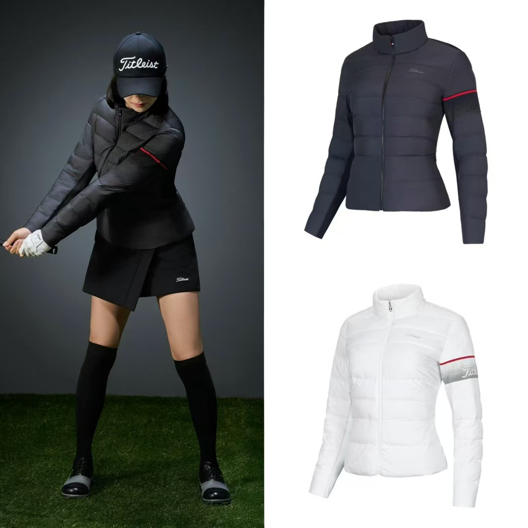Waist-Cinching Warm Down-Knit Jacket, Whitening and Age-Reducing Golf Clothing, Women's Sports Outdoor Golf Baseball