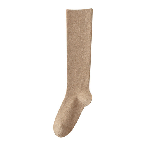 Pressure calf socks for women in autumn and winter, strong pressure, slimming and knee-proof stockings, boneless high-leg jk earth color