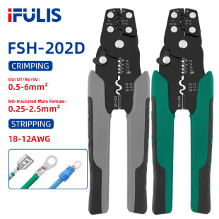 FSH-202D multi-function crimping pliers small bare terminal spring blade crimping cap shearing stripping cold crimping pliers