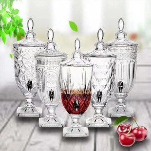 Factory Direct in stock glass juice tank relief craft with faucet family bar restaurant multi-purpose