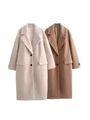 Wholesale 2024 ZA Series European American Style Casual Loose Long Shaggy Wool Coat 8073243