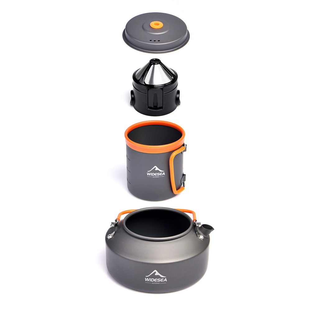 Widesea Kettle Set Teapot Outdoor Coffee Cup Portable Hiking Climbing Cookware Camping_voghion.com
