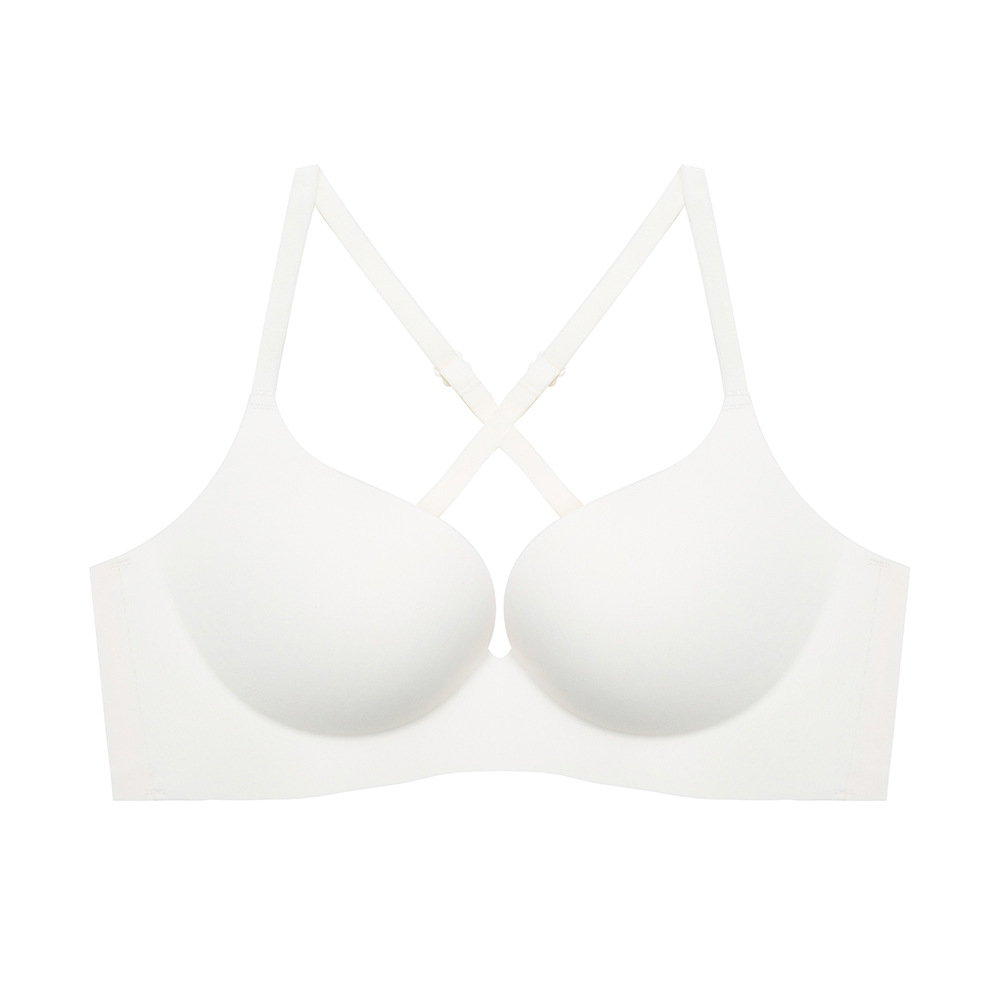 999 gran cruz sin espalda de una sola pieza sujetador de un solo botón belleza ropa interior trasera transparente lado brillante cerrado taza delgada sin anillo de acero lado