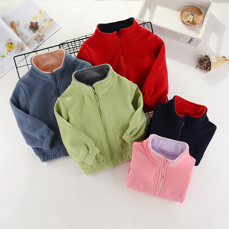 Primavera y otoño chaquetas infantiles, niñas y niñas, chaquetas de terciopelo, nuevas chaquetas de invierno para niños de mediano tamaño, chaquetas de terciopelo gruesas para bebés