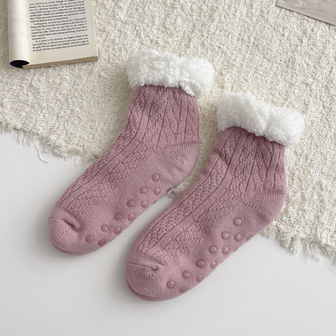 Velvet keep warm knee socks, mid-length
