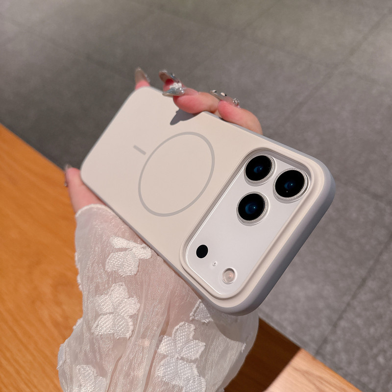 iPhone17系列新款撞色手机壳苹果16Promax简约15纯色大孔磁吸软壳|undefined