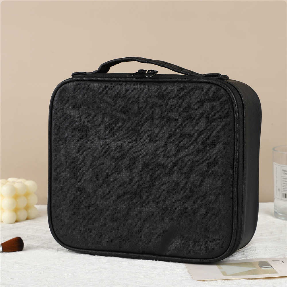 Estuche de maquillaje portátil de gran capacidad, de alta gama, con compartimentos, para mujer, bolsa de maquillaje portátil de viaje
