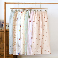 100%纯棉睡裤女长裤春秋季薄款可外穿居家卡通宽松大码家居裤睡衣