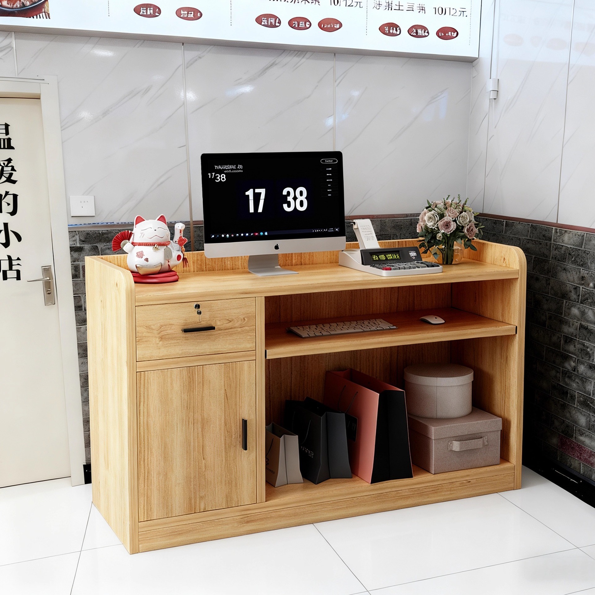 Mesa de oficina pequeña caja registradora tienda de conveniencia tienda de té de leche mesa de recepción bar simple escritorio multifuncional mesa de enseñanza