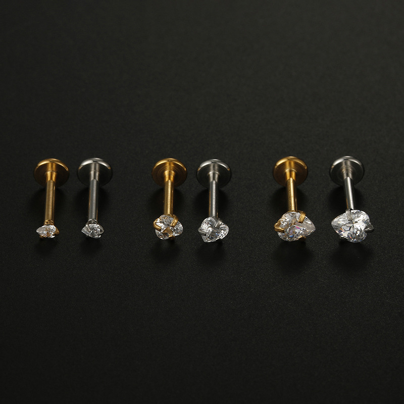 Fashion Heart Shape Stainless Steel Plating lip stud 1 Piece