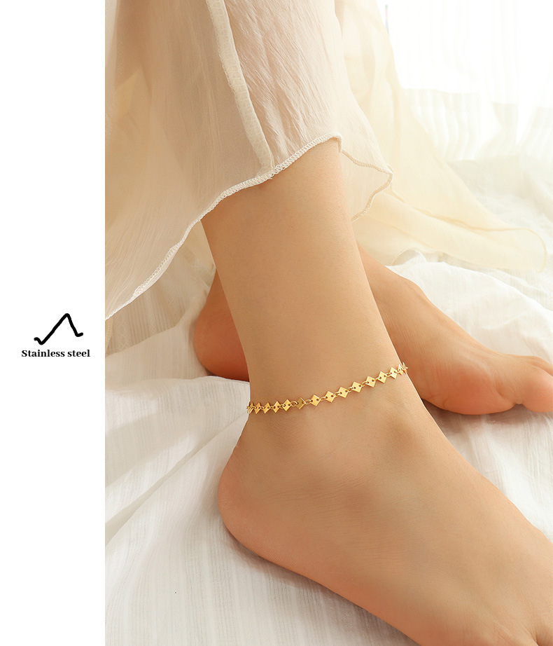 Simple Style Rhombus Stainless Steel Anklet display picture 4