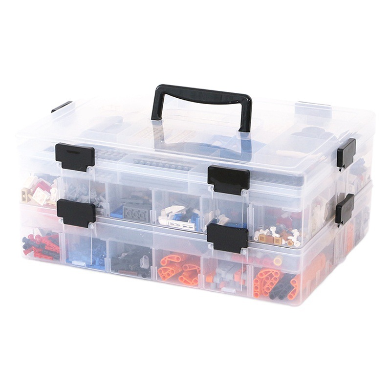 レゴ 積み木ボックス シングル/ダブルレイヤー 大容量 取り外し可能な仕切り板 組み合わせ可能な積み木収納ボックス おもちゃ収納ボックス