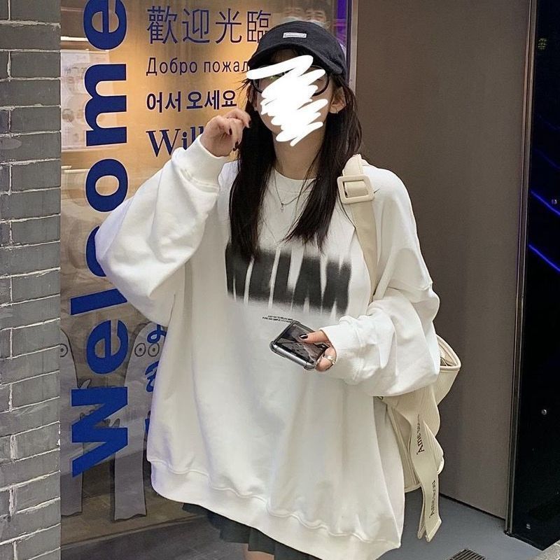超火ecスウェット女性秋冬韓国版oversize帽子なしコートins潮学生ゆったり服|undefined