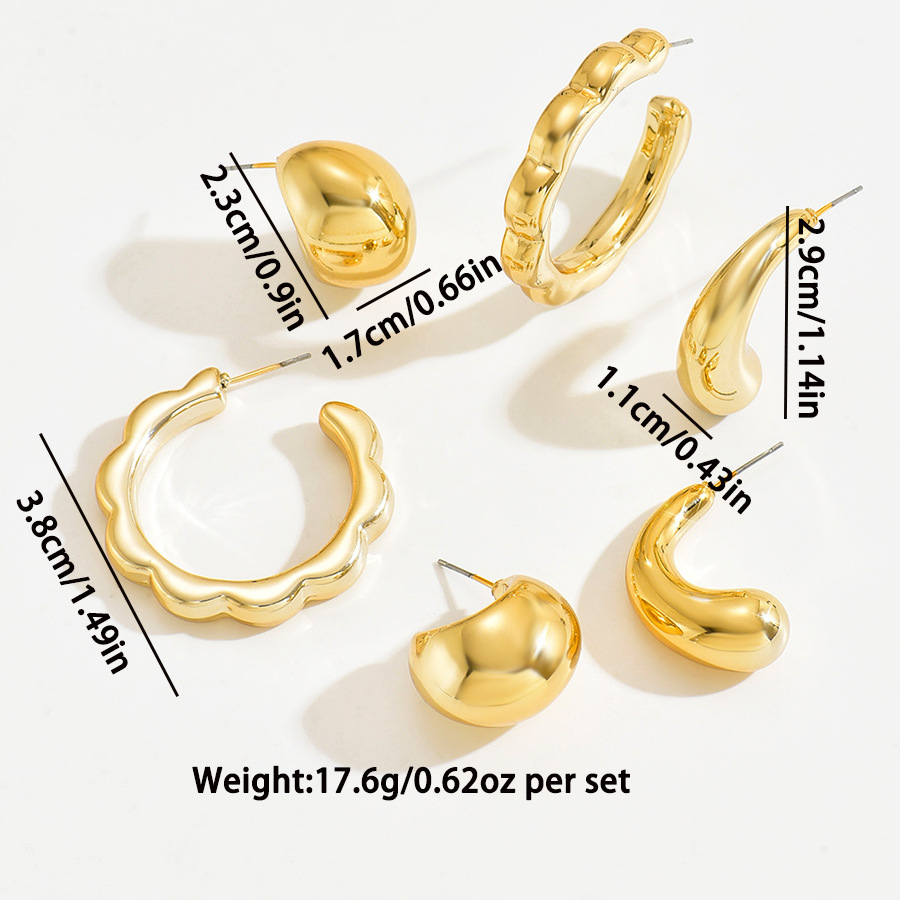 1 Set Quantity Daily, Date, Tea Party Occasion 1 Set Modern Style Classic Style C Shape U Shape Water Droplets Plating Arylic Earrings Ear Studs